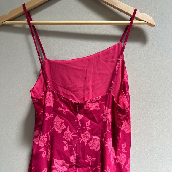 Shades of Rose Phoenix Asymmetrical Neck Floral Pink Midi Dress‎ Sexy NEW XS - Picture 7 of 8
